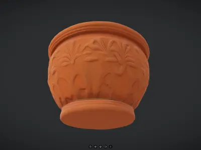Terracotta Plant Pot Low-poly 3D model
