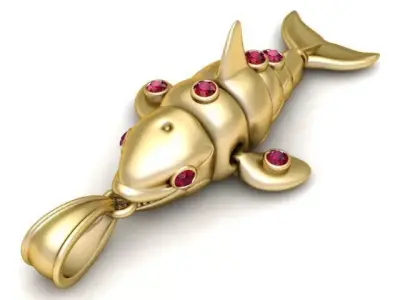 Shark pendant  3D printable model   3D print model