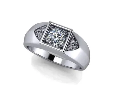 Mens Vintage Classic  Solitaire wedding band Ring sz 10 3D print model