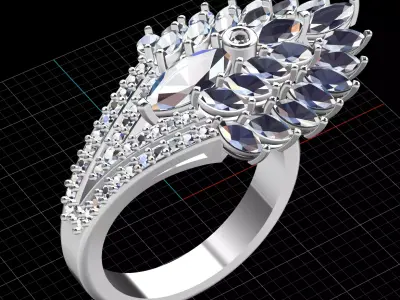 Peacock jewelry ring 3D print model