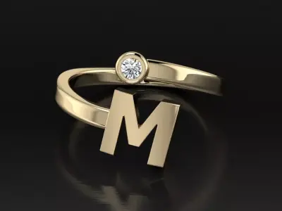 Jewelry Alphabet Ring M 3D print model