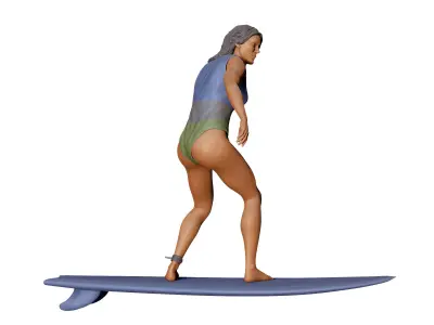 N2 Surfer with SurfBoard is surfing 3D print model
