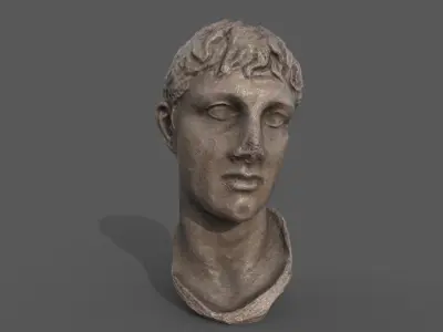 Male head sculpture 2 Low-poly 3D model