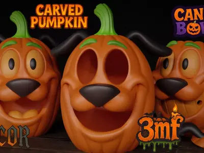 Courage the Cowardly Dog Pumpkin Halloween 3D print model