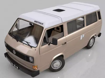 VOLKSWAGEN T3 TRANSPORTER CAMPING WESTFALIA JOKER FOLDING ROOF 3D model
