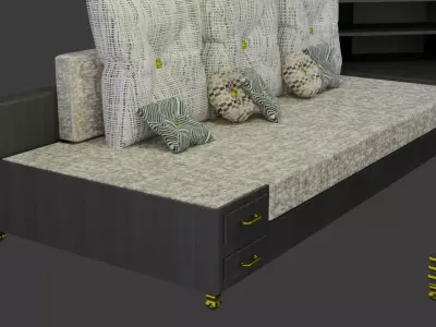 L Sofa with Tables 3D model