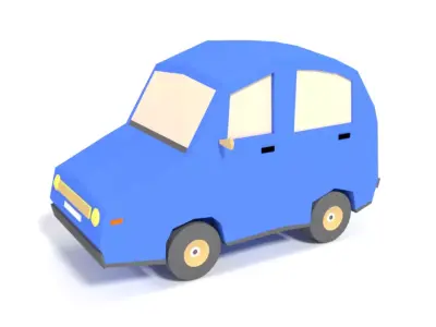 Low Poly Cartoon Car Low-poly 3D model