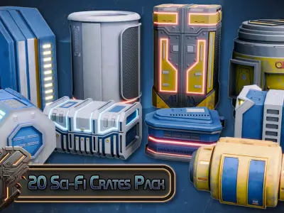Blender and Unreal Engine Massive Stylized Sci-fi Crate Pack 3D model