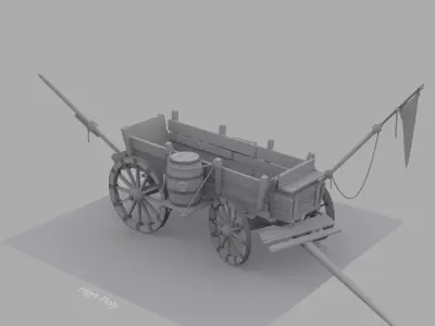 Cartoon Wagon Low-poly 3D model