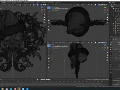 Christmas Santa Skull and Ornaments 3D model