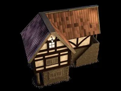 Medieval and Tudor House Low-poly 3D model