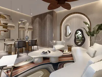 Wabi sabi style modern vacation apartement sketchup design 3D model