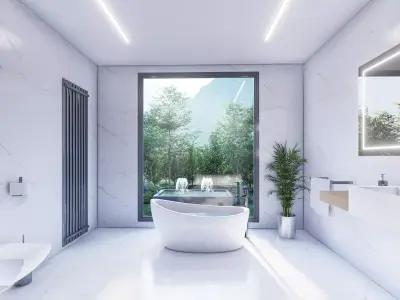 White and Gold Bathroom Interior Design Free 3D model