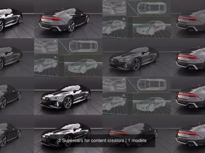 2 Supercars for content creators 3D Model Pack