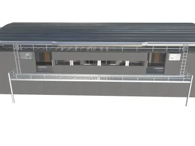 Hangar industrial Low-poly 3D model