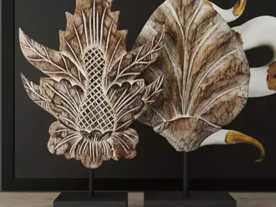 Albesia Wood Carved Decoration 2 3D model