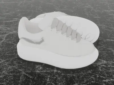 ALEXANDER MCQUEEN 3D SHOES - GREY GLITTER Low-poly 3D model