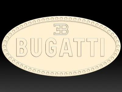 Bugatti logo car logotype 3D print model