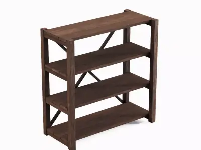 Wide Pottery Shelf A 04 Low-poly 3D model