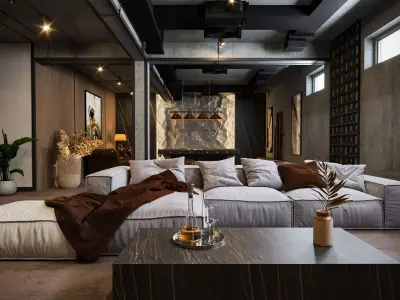 Interior design mans cave 3D model