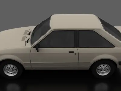 Escort mk3 1981 3-door Liftback Low-poly 3D model