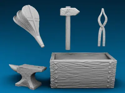 Stylized Middle Ages models Set  3D print model