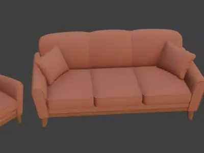 Cartoon style sofa set 3D model shop