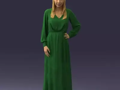 000352 Woman in Green Dress 3dp 3D print model
