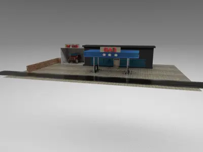 Gas station Free low-poly 3D model