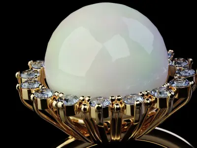 Gold Pearl Ring 3D model