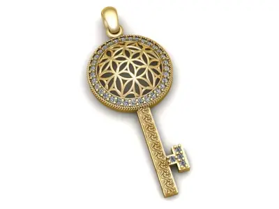 Fashion Diamond key pendant 3D printable model 3D print model