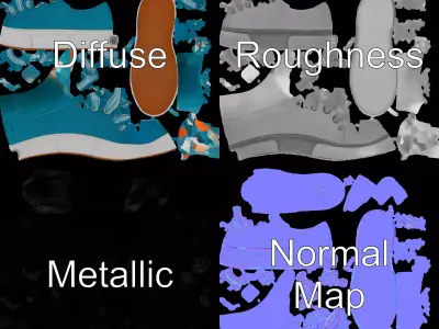 Turquoise Canvas Shoe model pack Low-poly 3D model