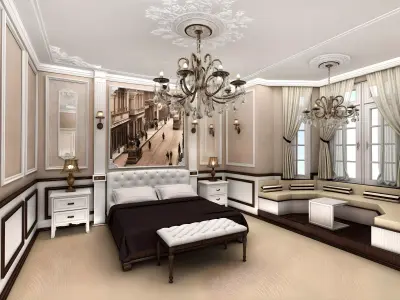 Classic Hotel Room Design Low-poly 3D model