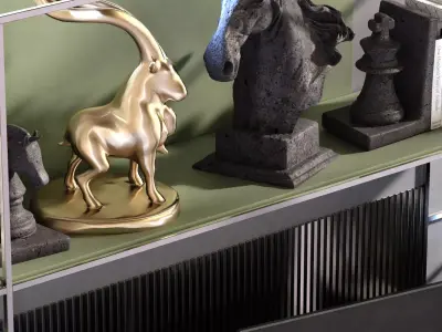 worktable set with sculpture set 772 Low-poly 3D model