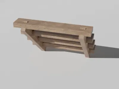 Wooden Steps Low-Poly  3D Model Free low-poly 3D model