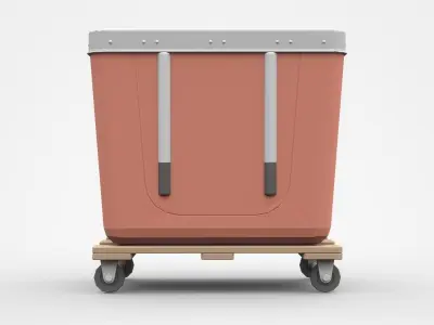 Industrial Container On Pallet With Wheels 3D model