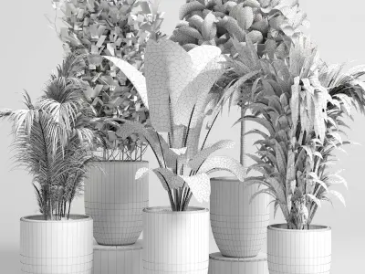 collection Indoor plant 46 vase concrete 3D model
