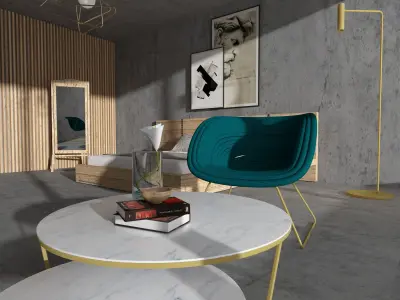 BEDROOM 3D MODEL modern with snowy mountains 3D model