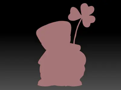 Gnome and clover 3D print model