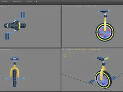 Cartoon unicycle Low-poly 3D model