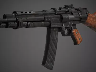 Game Ready Assault Rifle 1946 3D Model  Rigged And Optimized  Low-poly 3D model