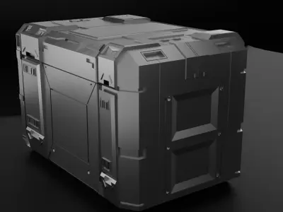 metal silver sci fi cargo box Free low-poly 3D model