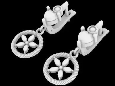 Earring Diamond 3D model Texture 3D print model