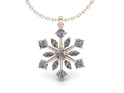 Diamond snowflake pendant 3D print model