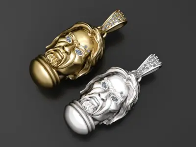 GOLDEN FACE PENDANT 3D PRINTABLE MODEL  3D print model