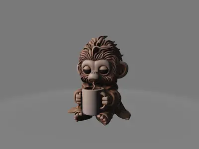 Tired Monkey in Pajamas Mini Coffee Statue 3D print model