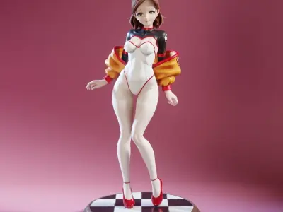 Anime Racing Bunny Girl - 3D Print Ready 3D print model