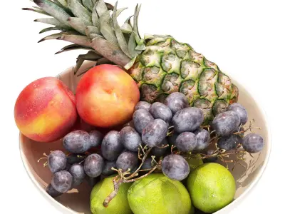 bowl of tropical fruits 14 3D model