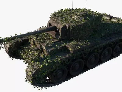 4K realistic low poly abandoned tank  3D model