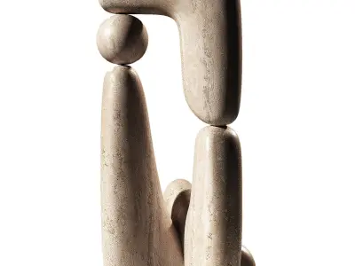 Modern abstract sculpture 2 material options 3D model